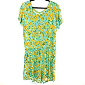 ALEX'S LEMONADE STAND WOMENS SHORT SLEEVE ROMPER XL Lemon Fruit Floral Print